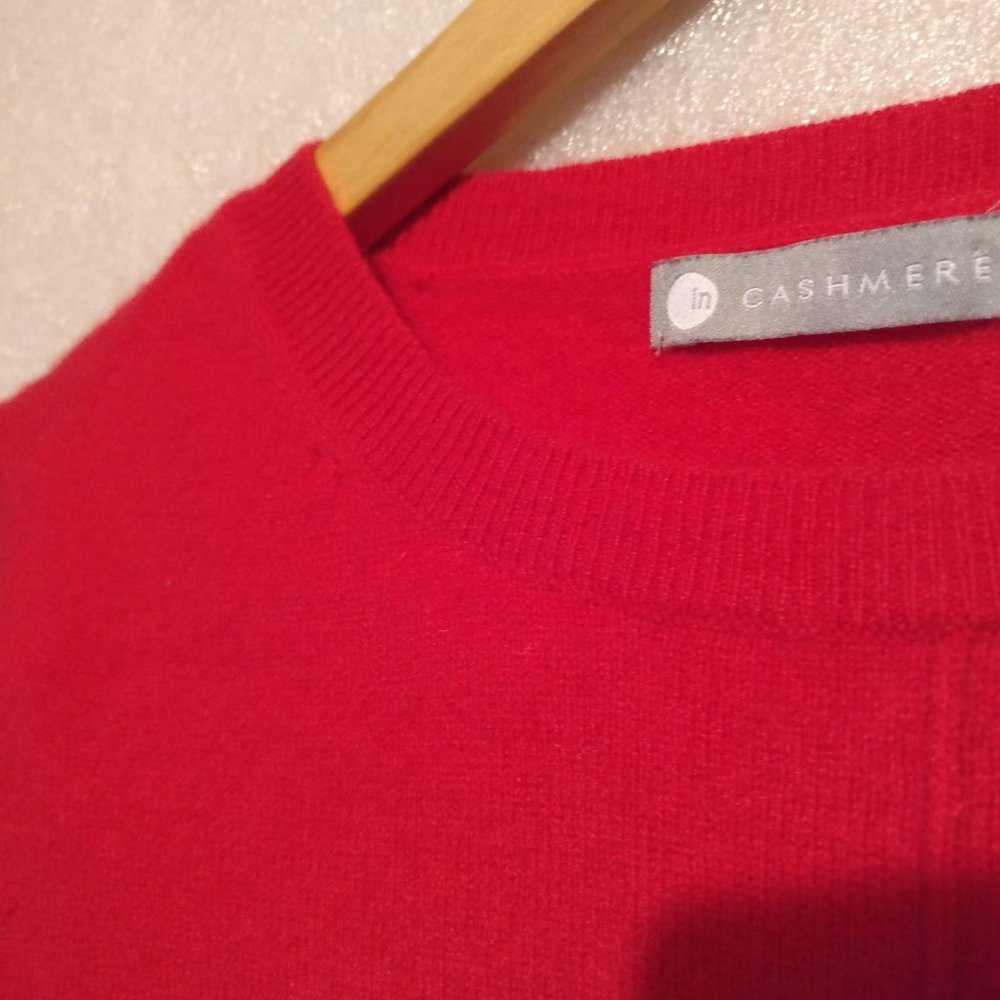 InCashmere Lux-Soft 100% CASHMERE sweater ribbed Knit jumper MEDIUM holiday Red